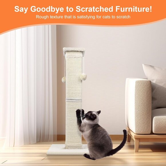 New 33in Cat Tree with Scratching Post & Tall Sisal Scratcher for Indoor Cats - Picture 3 of 7